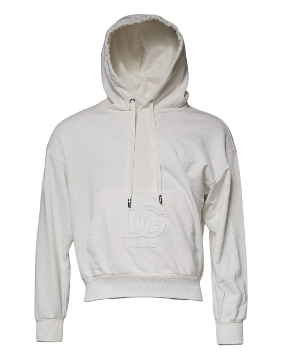 Dolce & Gabbana White Logo Hooded Pullover Men Sweatshirt Sweater