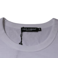 Dolce & Gabbana White Logo Crew Neck Cotton Pullover Sweater