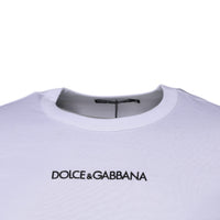 Dolce & Gabbana White Logo Crew Neck Cotton Pullover Sweater