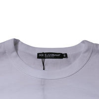 Dolce & Gabbana White Logo Crew Neck Cotton Pullover Sweater