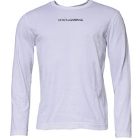 Dolce & Gabbana White Logo Crew Neck Cotton Pullover Sweater