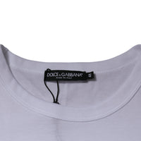 Dolce & Gabbana White Logo Crew Neck Cotton Pullover Sweater