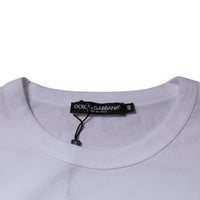 Dolce & Gabbana White Logo Crew Neck Cotton Pullover Sweater