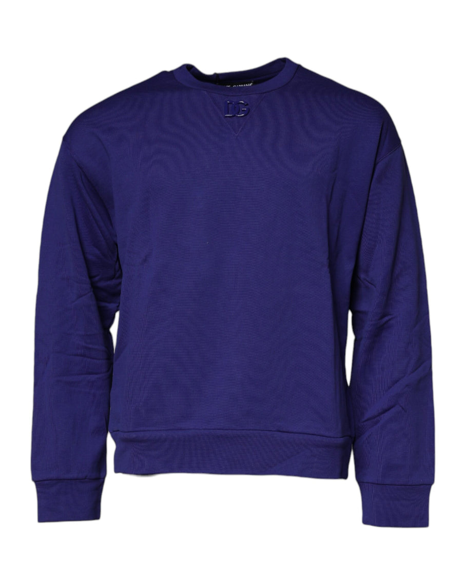 Dolce & Gabbana Blue Cotton Crew Neck Men Pullover Sweater