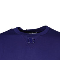 Dolce & Gabbana Blue Cotton Crew Neck Men Pullover Sweater