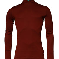 Dolce & Gabbana Red Cotton Turtleneck Men Pullover Sweater