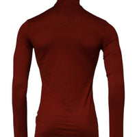 Dolce & Gabbana Red Cotton Turtleneck Men Pullover Sweater