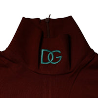 Dolce & Gabbana Red Cotton Turtleneck Men Pullover Sweater