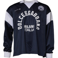 Dolce & Gabbana Blue Logo Jersey Collared Pullover Sweater