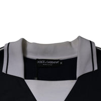 Dolce & Gabbana Blue Logo Jersey Collared Pullover Sweater