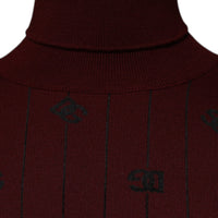 Dolce & Gabbana Maroon Monogram Turtleneck Pullover Sweater