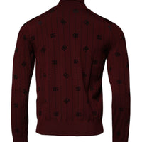 Dolce & Gabbana Maroon Monogram Turtleneck Pullover Sweater