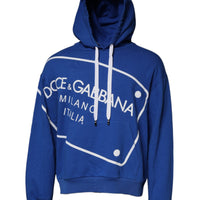 Dolce & Gabbana Blue Logo Print Hooded Sweatshirt Sweater