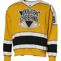 Dolce & Gabbana Yellow Logo Jersey Crewneck Pullover Sweater