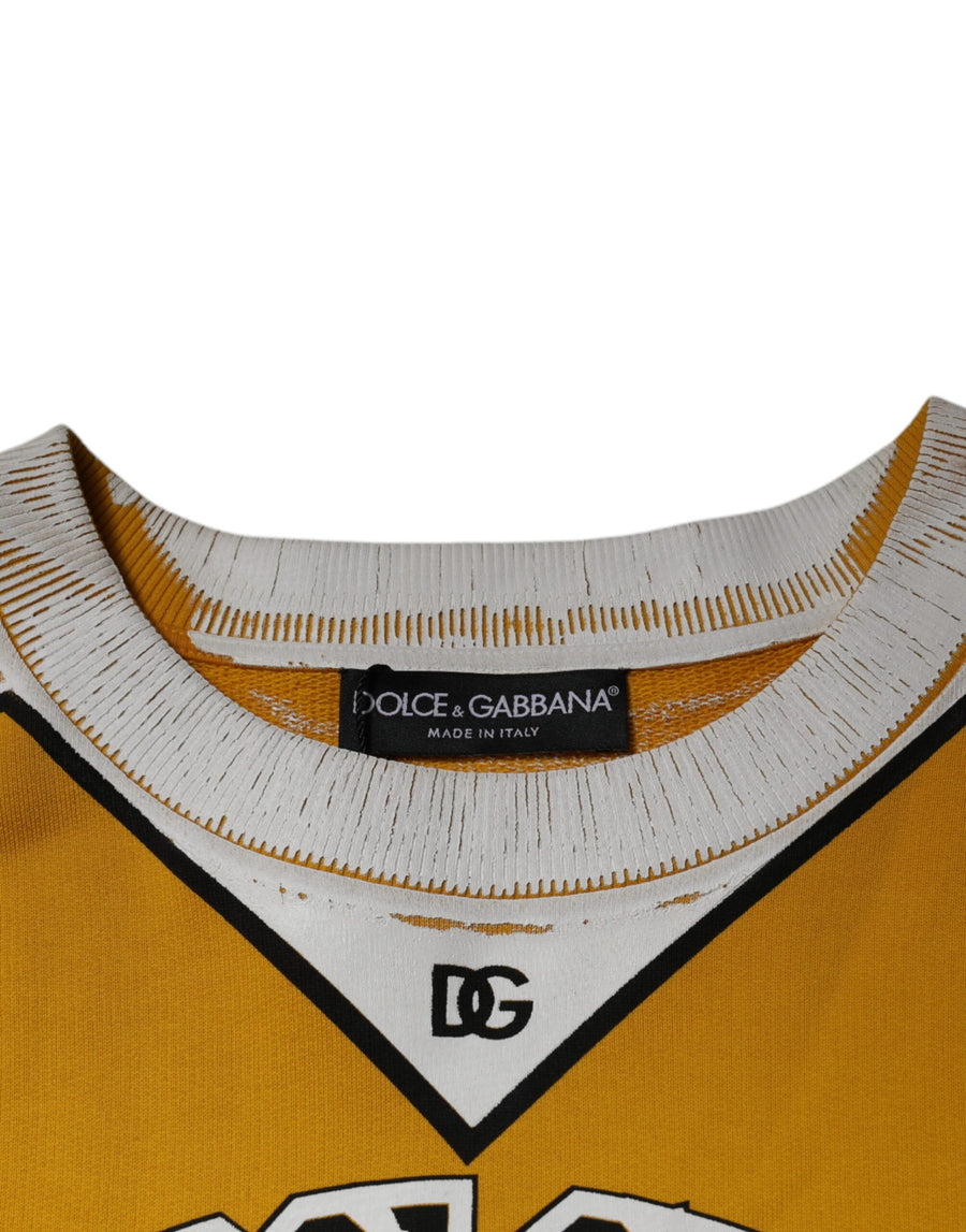 Dolce & Gabbana Yellow Logo Jersey Crewneck Pullover Sweater