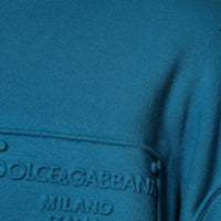 Dolce & Gabbana Blue Logo Cotton Hooded Sweatshirt Sweater