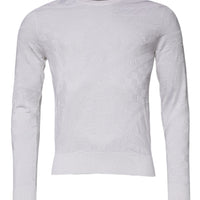 Dolce & Gabbana White Silk Crew Neck Men Pullover Sweater