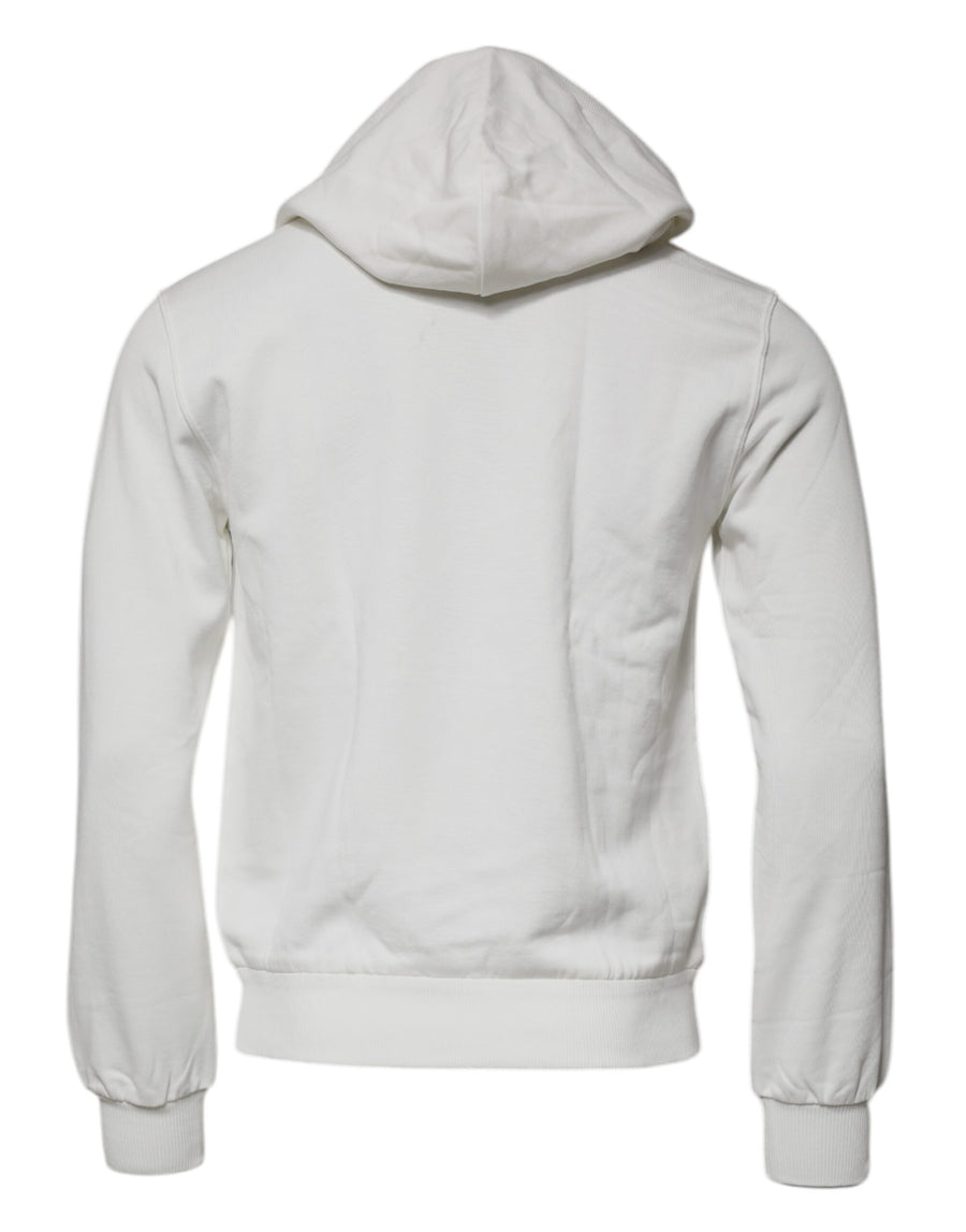 Dolce & Gabbana White Caesar Cotton Hooded Pullover Sweater