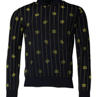 Dolce & Gabbana Black Monogram Mock Neck Pullover Sweater