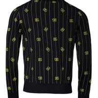 Dolce & Gabbana Black Monogram Mock Neck Pullover Sweater