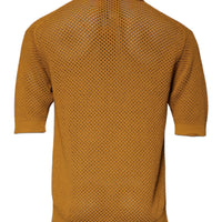 Dolce & Gabbana Brown Perforated Collared Short Sleeves T-shirt