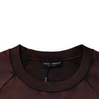 Dolce & Gabbana Brown Logo Cotton Crew Neck Pullover Sweater