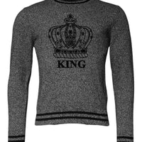 Dolce & Gabbana Gray Crown King Cashmere Pullover Sweater