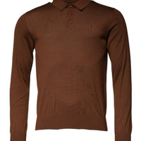 Dolce & Gabbana Brown Cashmere Buttoned Men Pullover Sweater