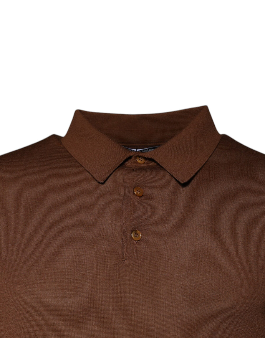 Dolce & Gabbana Brown Cashmere Buttoned Men Pullover Sweater