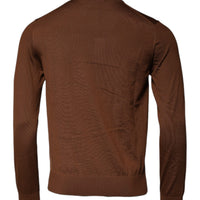 Dolce & Gabbana Brown Cashmere Buttoned Men Pullover Sweater