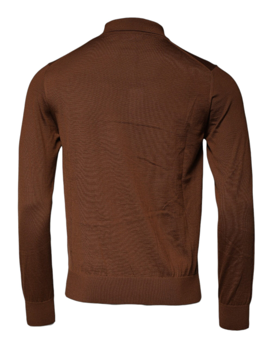 Dolce & Gabbana Brown Cashmere Buttoned Men Pullover Sweater