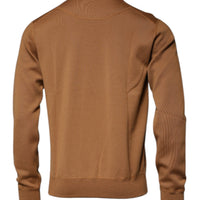 Dolce & Gabbana Brown Logo Plaque Crew Neck Pullover Sweater