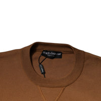 Dolce & Gabbana Brown Logo Plaque Crew Neck Pullover Sweater