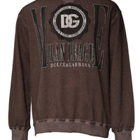 Dolce & Gabbana Brown Logo Print Crew Neck Pullover Sweater