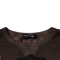 Dolce & Gabbana Brown Logo Print Crew Neck Pullover Sweater