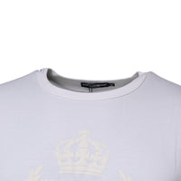 Dolce & Gabbana White Logo Embossed Cotton Crewneck T-shirt