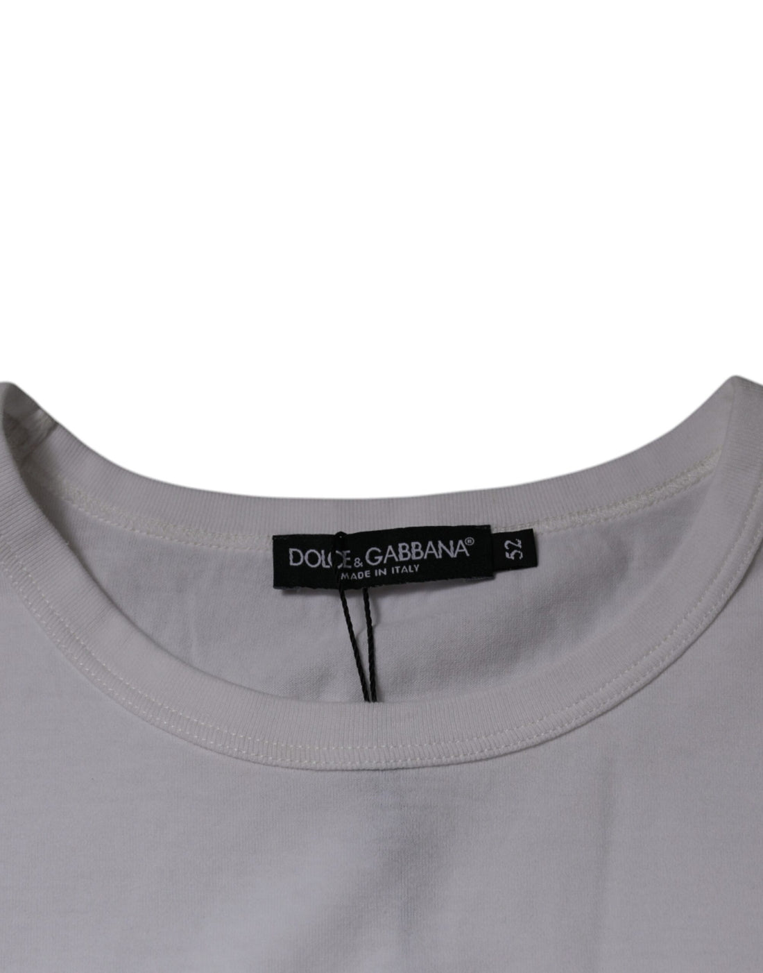 Dolce & Gabbana White Logo Embossed Cotton Crewneck T-shirt