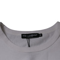 Dolce & Gabbana White Logo Embossed Cotton Crewneck T-shirt