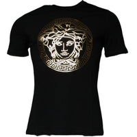 Versace Black Medusa Print Cotton Crew Neck Men T-shirt