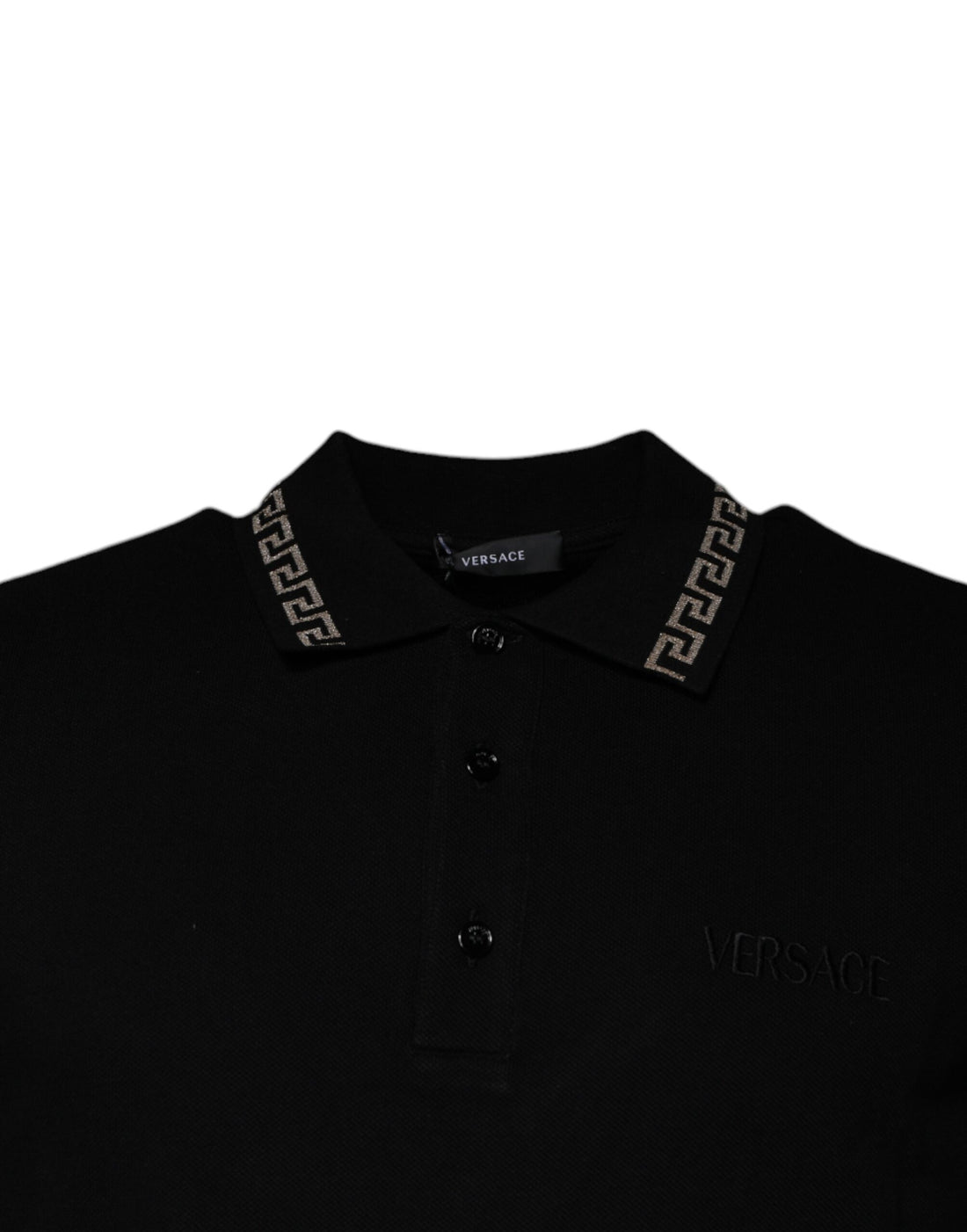 Versace Black Viscose Collared Polo Short Sleeves T-shirt