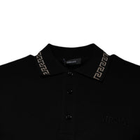 Versace Black Viscose Collared Polo Short Sleeves T-shirt