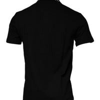 Versace Black Viscose Collared Polo Short Sleeves T-shirt