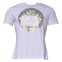 Versace White Medusa Print Cotton Crew Neck T-shirt