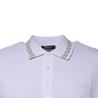 Versace White Viscose Collared Men Polo Short Sleeves T-shirt