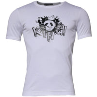 Dolce & Gabbana White Panda King Cotton Crew Neck T-shirt