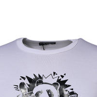 Dolce & Gabbana White Panda King Cotton Crew Neck T-shirt