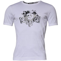 Dolce & Gabbana White Panda King Cotton Crew Neck T-shirt