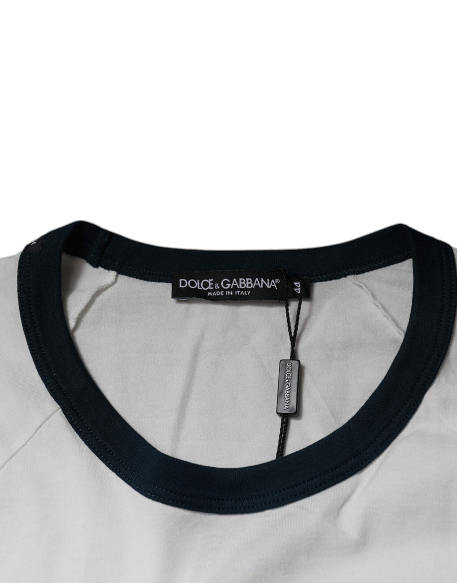 Dolce & Gabbana White DG Crown Cotton Crew Neck T-shirt