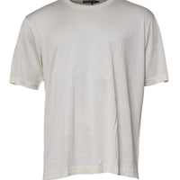 Dolce & Gabbana Off White Silk CrewNeck Short Sleeve T-shirt