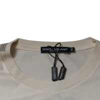 Dolce & Gabbana Off White Silk CrewNeck Short Sleeve T-shirt